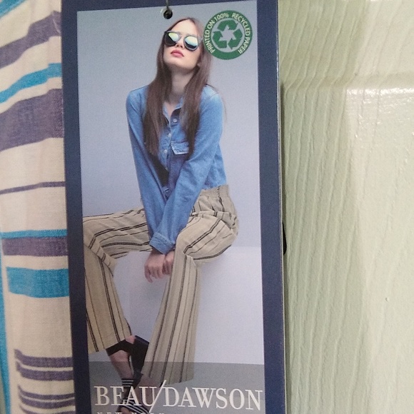 Draw string wide leg Linen blend pants size large - Picture 5 of 12